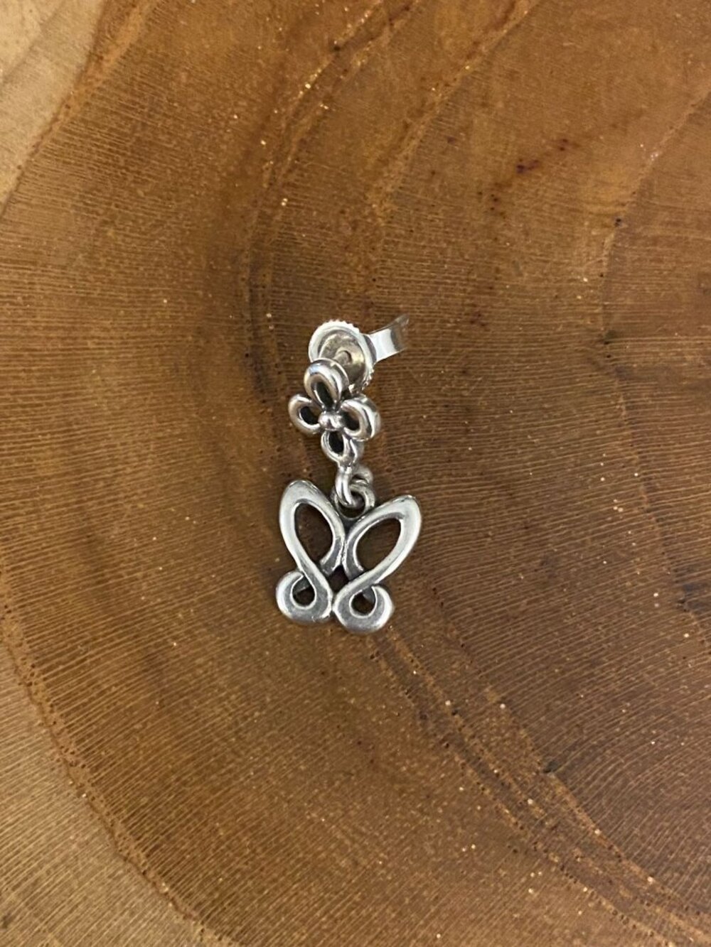 SINGLE James Avery Butterfly and Flower Ear Post Earring, Sterling Silver